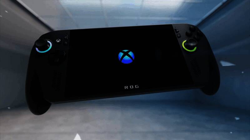 Xbox Ally掌机侧面展示，突出电池模块设计