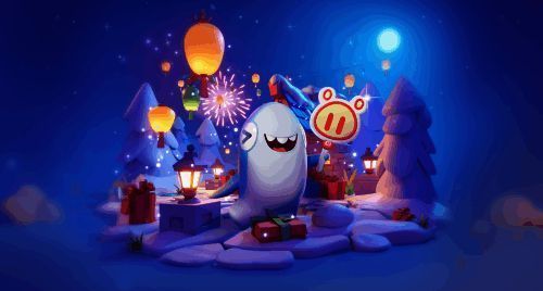 《太空杀》双旦联动活动界面展示，背景为猪猪侠卡通形象与游戏元素结合