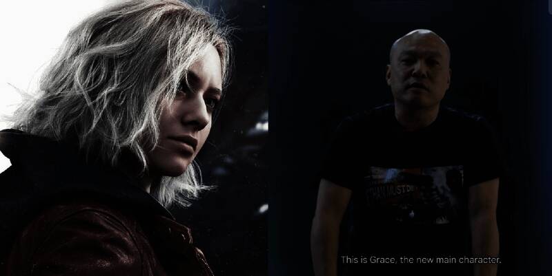 《生化危机9》游戏场景截图，废墟城市中角色持枪警戒，氛围紧张压抑