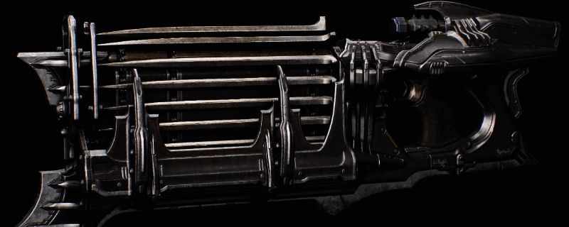 穿刺枪展示图，武器整体呈金属质感，枪身带有能量装置与机械结构细节