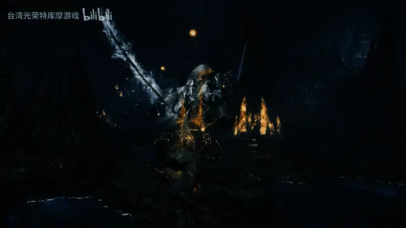 忍术技能展示，远处敌人被雷电击中，场面震撼