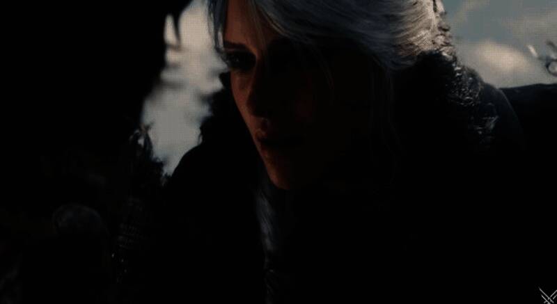 希里骑乘凯尔比飞跃峡谷瞬间，背景阳光洒落形成光束效果