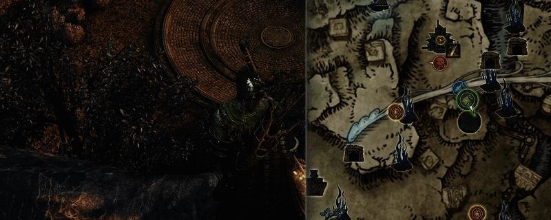 艾尔登法环黑夜君临游戏界面展示古老封印监牢位置标记