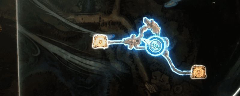 追踪者任务洞穴探索场景，光线昏暗中角色手持武器前行