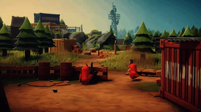 开发团队合影，四位开发者站在办公桌旁微笑面对镜头