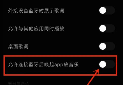 蓝牙播放设置关闭状态示意图，直观展示开关调整后的正确位置