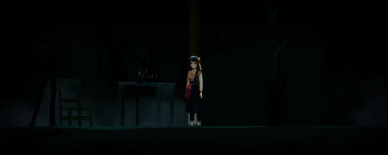 游戏封面图，展示一位女子在昏暗街道上惊恐回望，背景是充满中式古风的建筑和诡异氛围