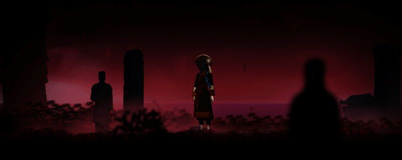 游戏场景截图，展现中式古风街道与诡异光影效果