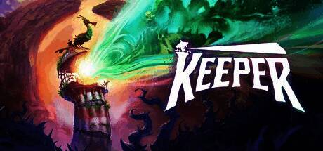 游戏主视觉图，一座古老灯塔与一只神秘海鸟并肩而立，背景光影交错