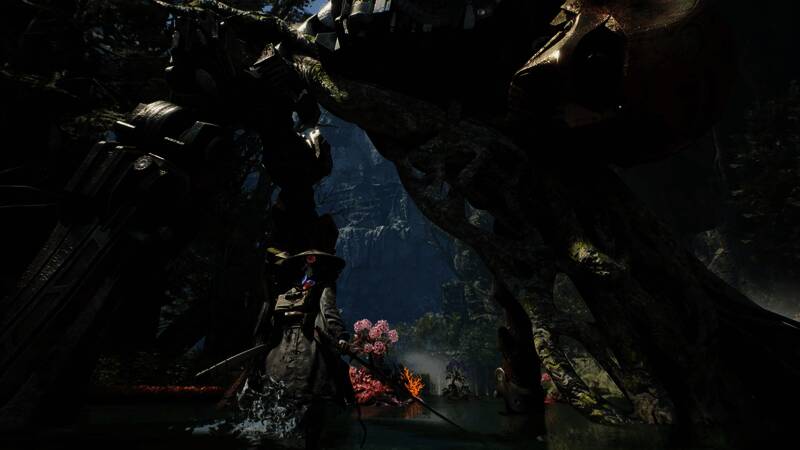 激烈的BOSS战场景，艾玛挥舞武器迎击巨型怪物