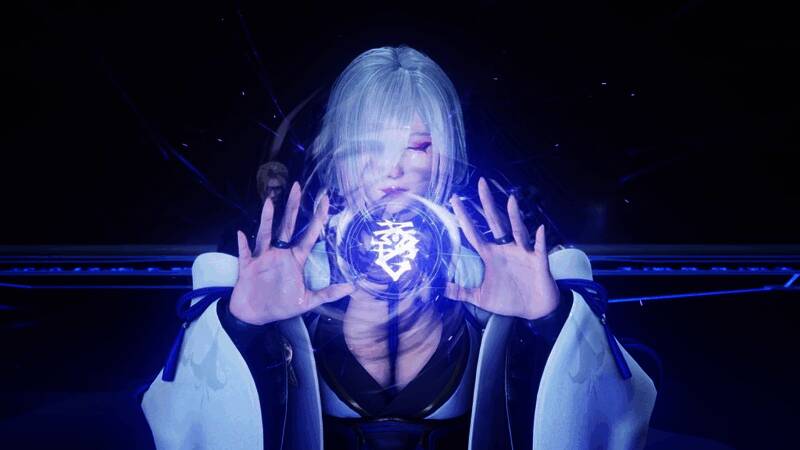 主角八云手持双刃，在高楼边缘疾速奔跑，身后有巨型机械敌人逼近