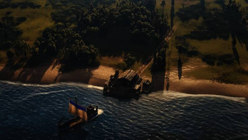 游戏内的军事演习场景，士兵整齐列队，战马奔腾尘土飞扬