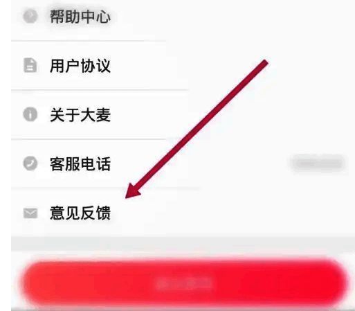 大麦意见反馈页面截图，展示多种反馈类型选项