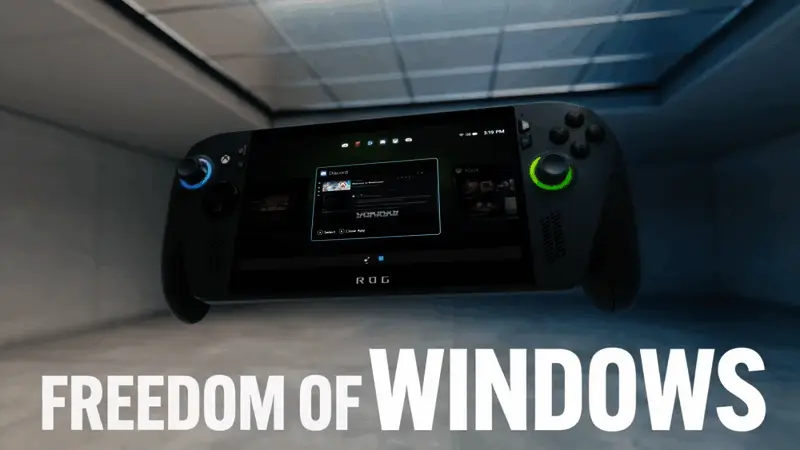 ROG Ally Xbox联名款掌机正面展示图，白色与黑色双版本并列呈现