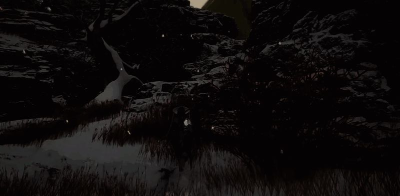 镜中世界的幽暗通道，左侧有微弱光线指引方向