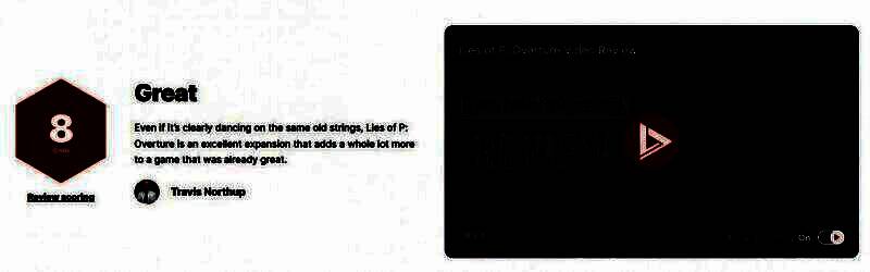 IGN评分截图，显示《匹诺曹的谎言：序曲》获得8分好评