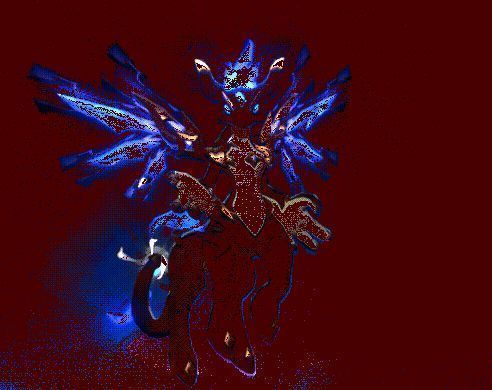 冷炎龙灵战斗姿态，蓝宝石翅膀闪耀寒光，周围环绕冷焰特效