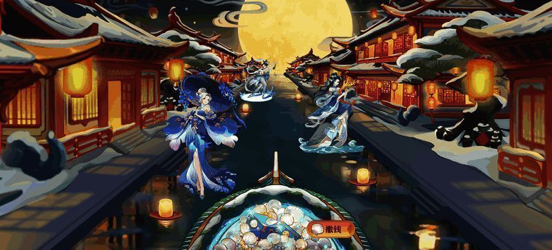 玩家角色正在操作争榜任务界面，背景为精致的古风船只设计