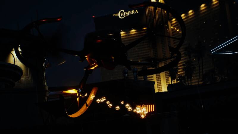 游戏设定图展示红岩城全景，充满赛博朋克风格建筑