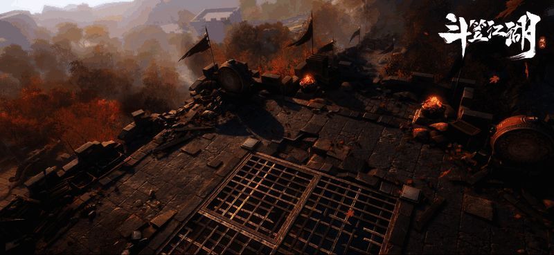 一名玩家站在高台之上，身披战袍，身后是众多追随者