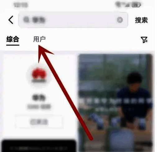 用户搜索结果页面，顶部标有用户分类标签