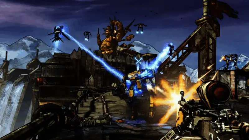 《无主之地2》游戏画面展示角色与枪械细节