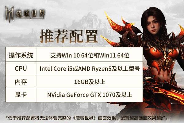 魔域世界角色创建界面截图，展示四大职业形象与初始装备