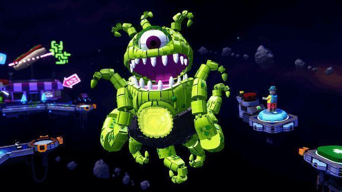 乐高派对游戏截图：太空主题关卡中的精彩对决