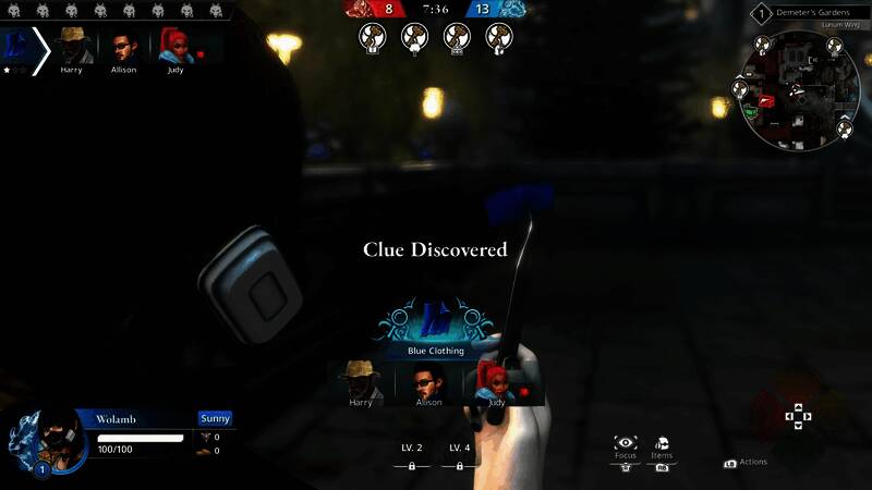 豪宅内部场景，多个玩家角色分布在大厅中相互观察