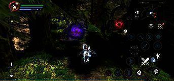 深渊副本挑战场景，队伍成员协同作战对抗怪物