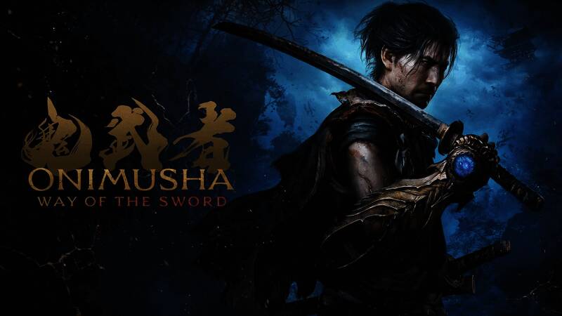 主角手持长剑与敌人激烈对战的场景，背景为古代日式建筑