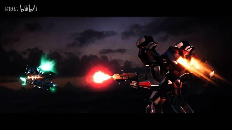 机甲核心能量释放瞬间，光效炸裂，场面宏大