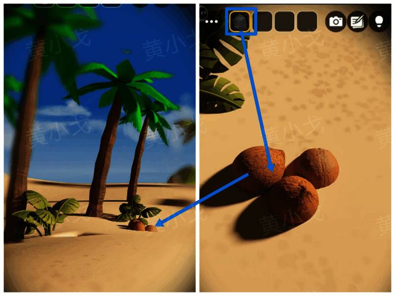 使用石头砸开椰子的细节展示