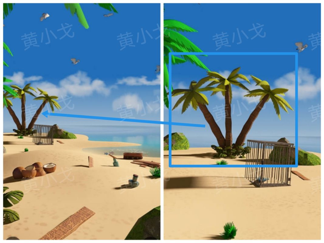 椰树数量与形状对比分析图示