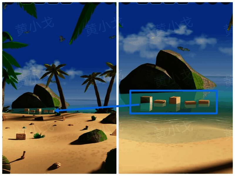 海面上随波逐流的纸箱排列状态