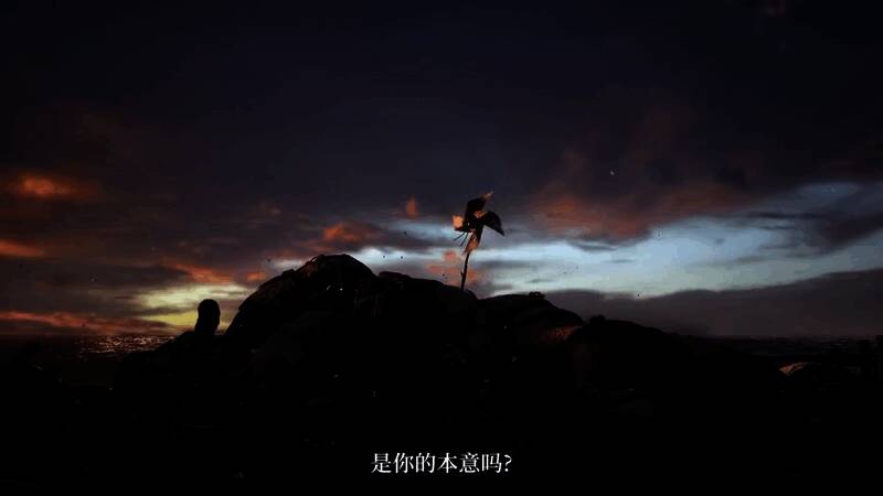 游戏场景截图，主角手持武器穿越废墟之地，画面风格暗黑且富有东方韵味