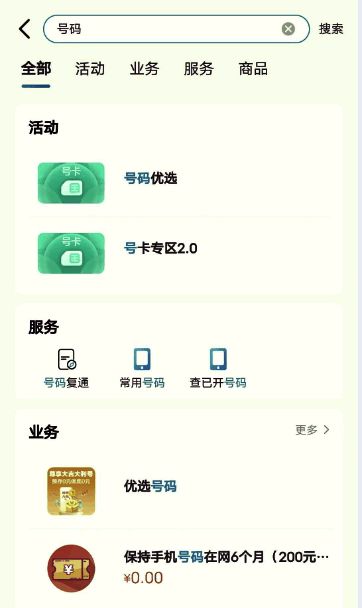 中国移动APP中实名登记和流量查询功能入口示意图