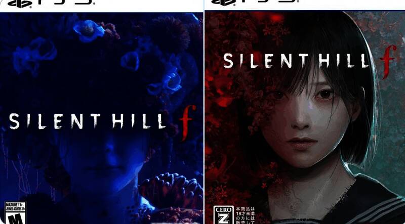 《寂静岭f》美版与日版封面并列展示，风格截然不同