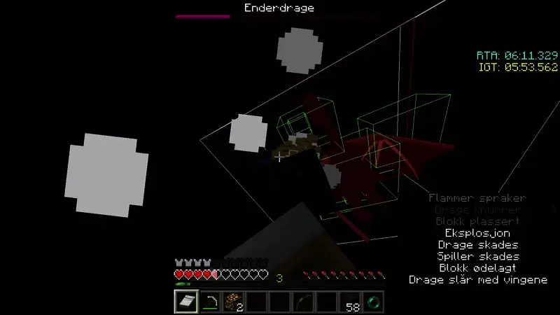 末影人发动攻击时的游戏画面