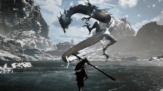 《黑神话：悟空》战斗画面截图，动作流畅，特效震撼