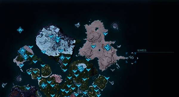 绿洲孤岛实景图，湖泊周围植被茂盛，帕鲁们悠然饮水