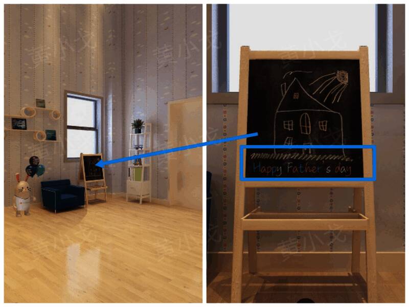 黑板上用白色粉笔写着字母yFsa，提示密码线索