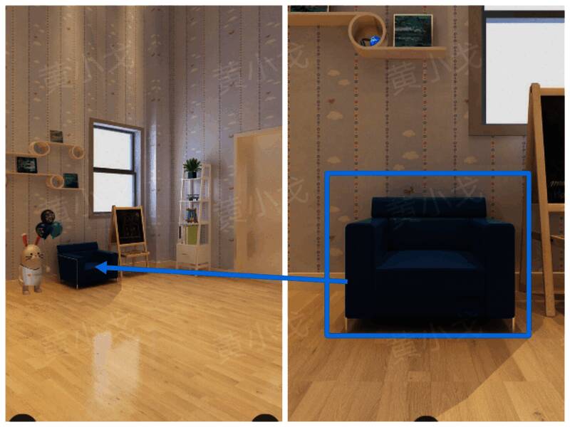 沙发上没有抱枕，仅有一个靠垫歪斜摆放