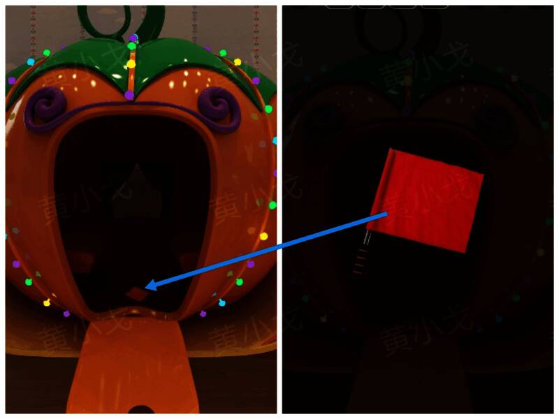 车内放置一面小旗子，图案清晰可见
