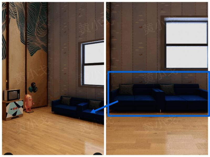 沙发旁有一处老鼠洞，洞口略显破旧