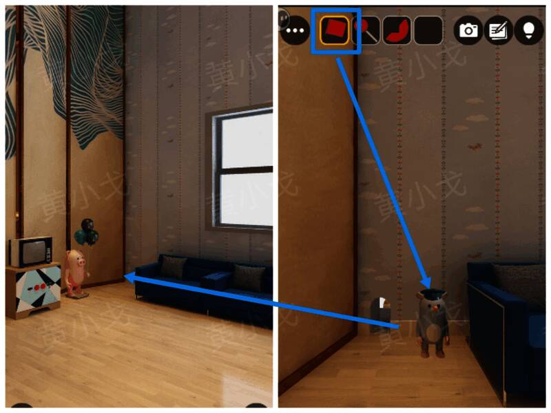 老鼠接过旗子后开始指挥火车玩具前进