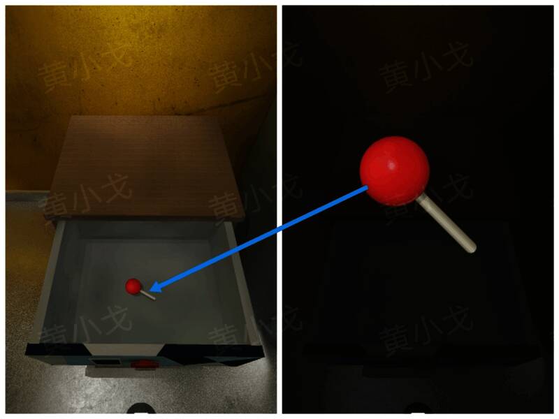 抽屉内藏有一根金属操作杆，表面光滑