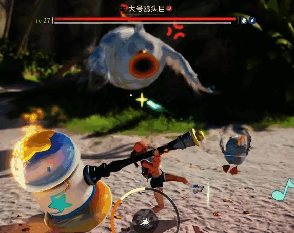 《伊莫》BOSS狂暴状态画面，大号鸥头目羽毛炸起，眼神凶狠