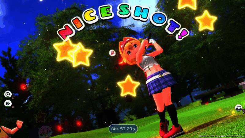 游戏多人对战场景，四位玩家同屏进行高尔夫比拼