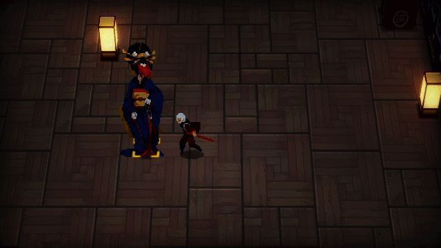 鹰无纱弥子第一阶段战斗画面，纸扇挥砍形成扇形攻击范围